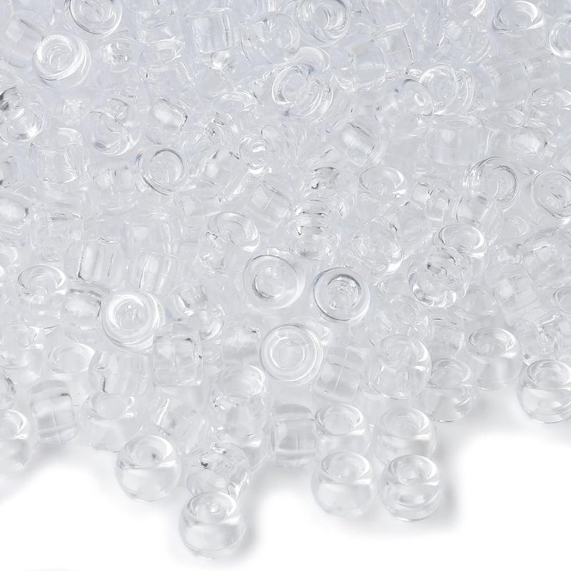 anpiwshjo Pony Beads 1100 Pcs,Beads for Bracelets Making,Plastic Bead for Crafts,Hair Bead for Braids for Girls,Gifts for Girls,Christmas Girl Gifts (Clear) - Image 1